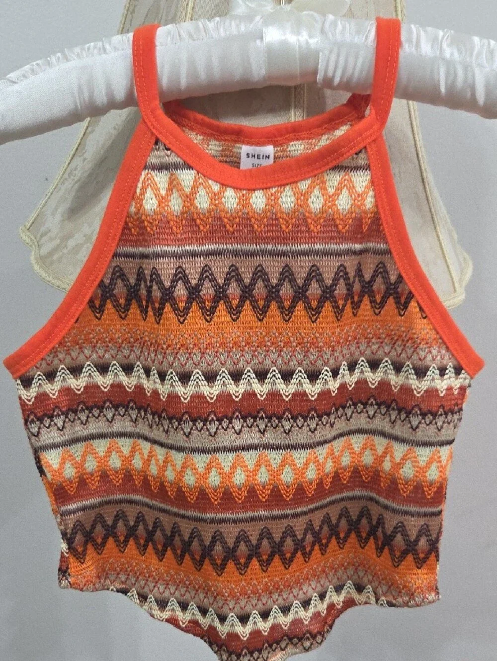 SHEIN Orange & Multicolor Zigzag Kids Matching Set - Picture 2 of 7